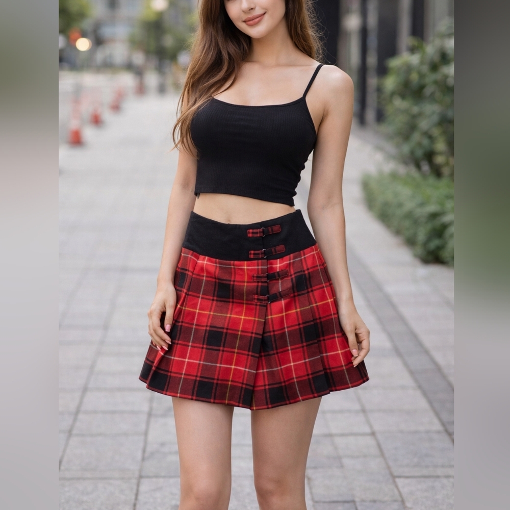 Bonpoint red Wool plaid Mini skirt